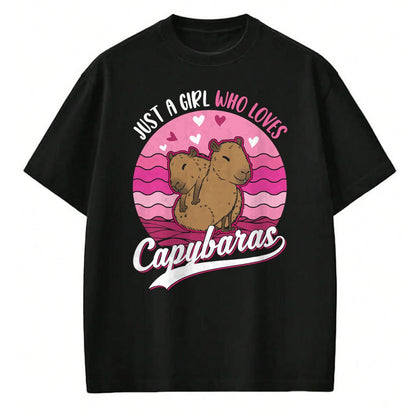 Cute Capybara Shirt, Funny Capybara Unisex T-Shirt/Hoodie/Sweatshirt HLT00 - Just a Girl who Loves Capybaras T-Shirt (7)