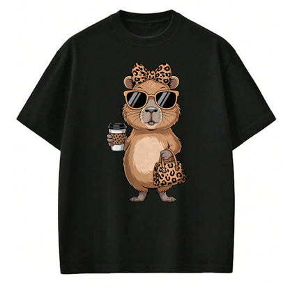 Cute Capybara Shirt, Funny Capybara Unisex T-Shirt/Hoodie/Sweatshirt HLT00 - Fashion Funny Leopard Capybara Coffee Cute Women Girls T-Shirt