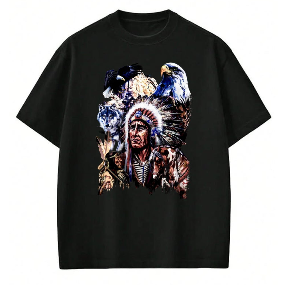 Native American T-Shirts, Vintage Native American Unisex T-Shirt/Hoodie/Sweatshirt HLT00 - American Indigenous Art Native Indian Chief Headdress