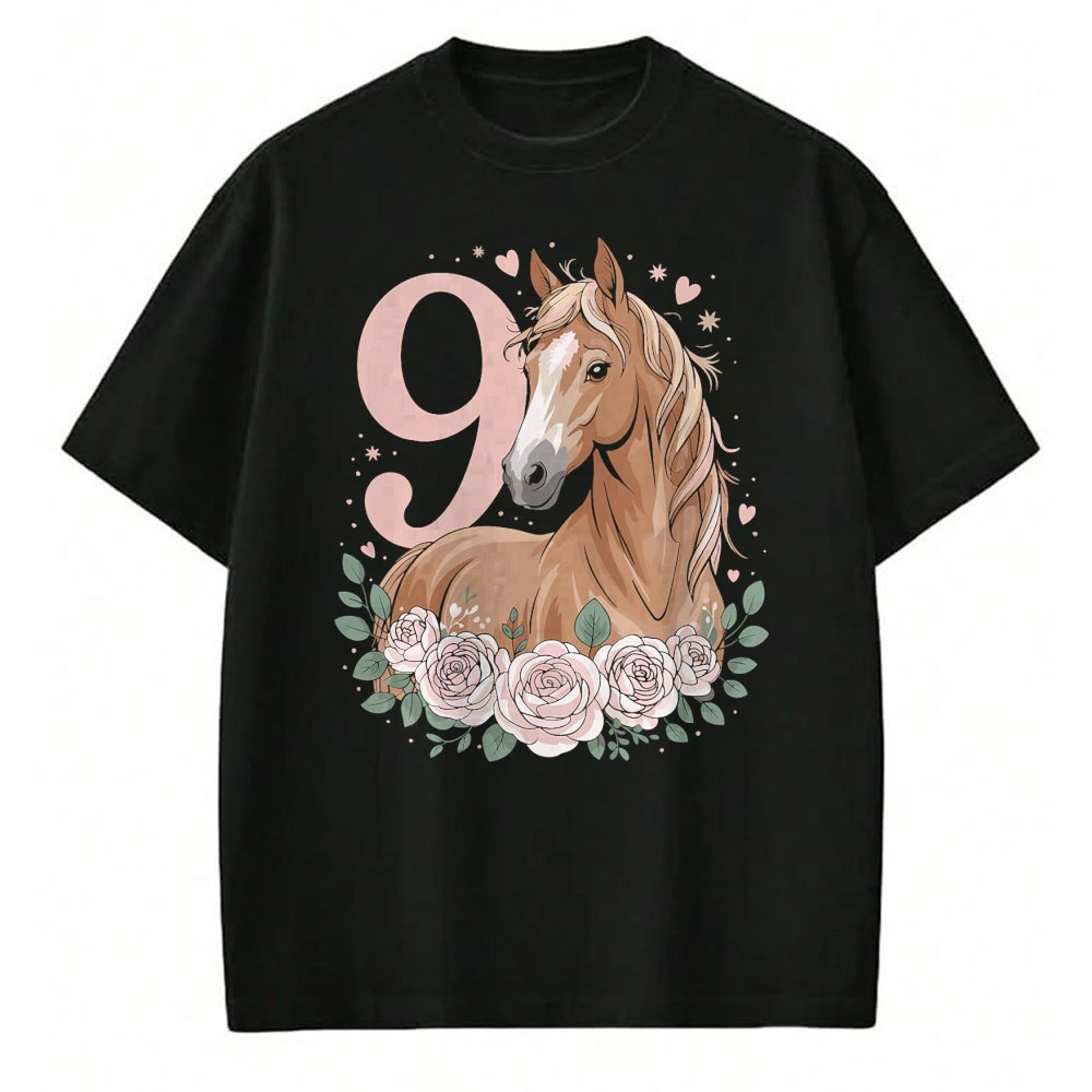 Best Horse Lover Shirt , Funny Horse UnisexT-Shirt/Hoodie/Sweatshirt HLT00 -  9th Birthday Horse Girl Design 9 Years Old Girl Horses T-Shirt
