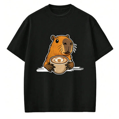 Cute Capybara Shirt, Funny Capybara Unisex T-Shirt/Hoodie/Sweatshirt HLT00 - Capybara Coffee Lover Latte Art Funny Capybara T-Shirt