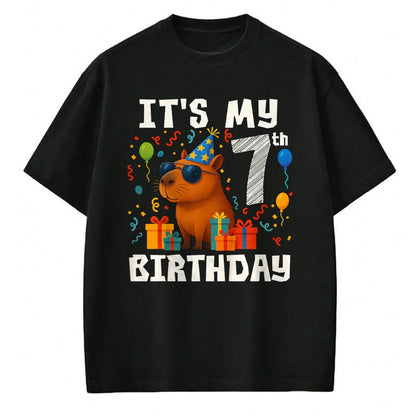 Cute Capybara Shirt, Funny Capybara Unisex T-Shirt/Hoodie/Sweatshirt HLT00 - Its My 7th Birthday 7 Years Old Capybara Gifts Boys T-Shirt