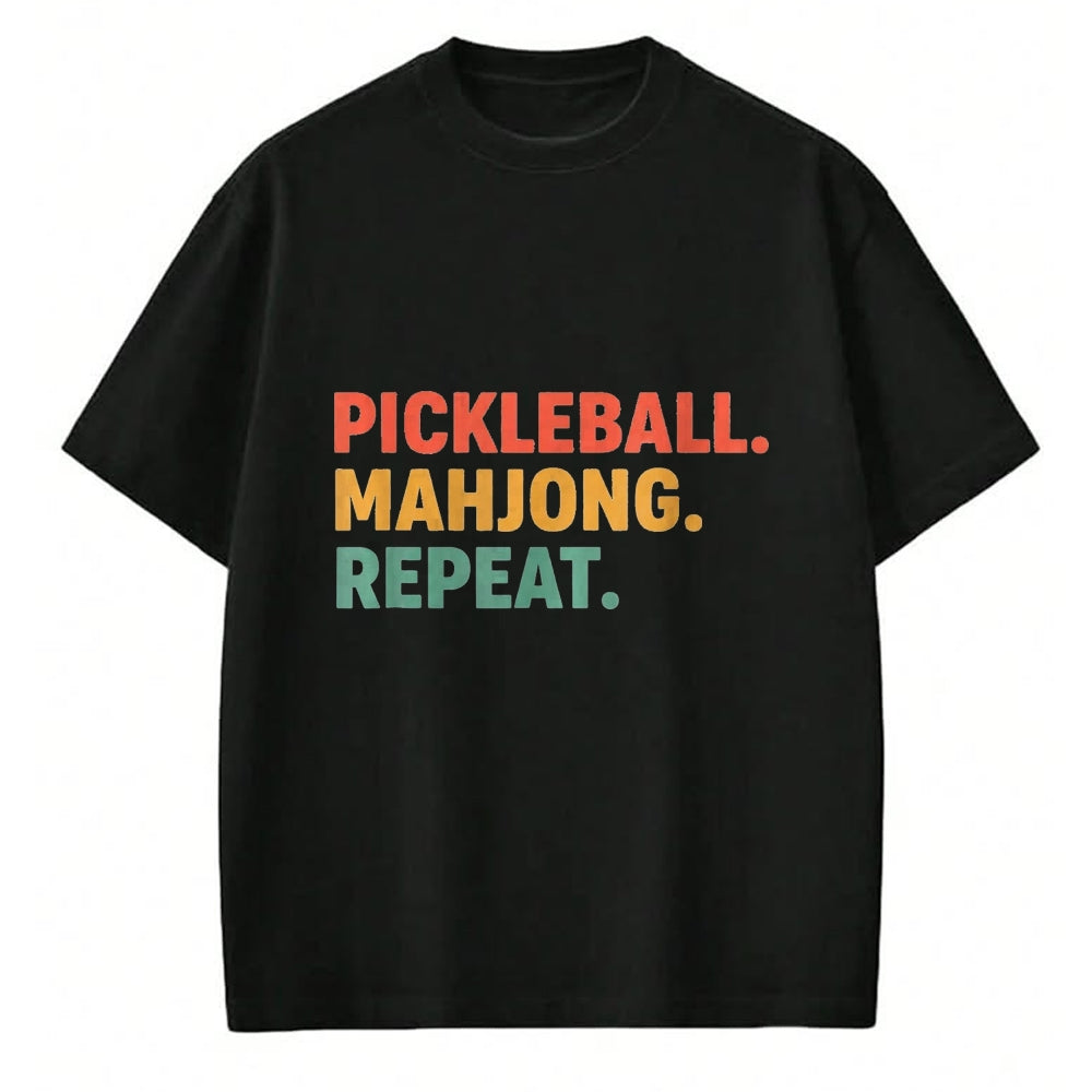 Funny Pickleball Shirt, Pickleball Lover Unisex T-Shirt/Hoodie/Sweatshirt HLT00 - Pickleball Mahjong Repeat Funny Sports Slogan Active Hobby T-Shirt, Women, Kelly Green, Large