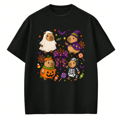 Cute Capybara Shirt, Funny Capybara Unisex T-Shirt/Hoodie/Sweatshirt HLT00 - Funny Cozy Capybara Autumn Fall Spooky Season Halloween T-Shirt