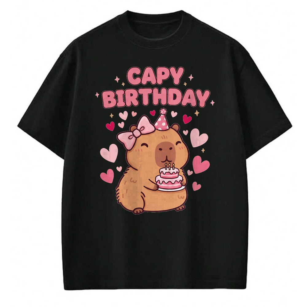 Cute Capybara Shirt, Funny Capybara UnisexT-Shirt/Hoodie/Sweatshirt HLT00 - Capybara Birthday Girl Cute Capybara Animal Lovers Bow Party T-Shirt