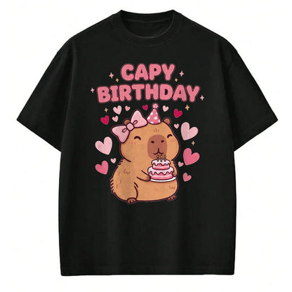 Cute Capybara Shirt, Funny Capybara UnisexT-Shirt/Hoodie/Sweatshirt HLT00 - Capybara Birthday Girl Cute Capybara Animal Lovers Bow Party T-Shirt