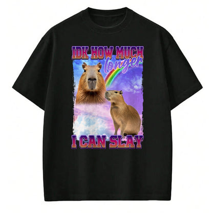 Cute Capybara Shirt, Funny Capybara Unisex T-Shirt/Hoodie/Sweatshirt HLT00 - IDK How Much Longer I Can Slay Capybara T-Shirt
