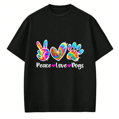 Dog Love Shirt, Dog Lover Gift T-Shirt/Hoodie/Sweatshirt HLT00 - Cute Peace Love Dogs Tie Dye Dog Paw Dog Mom Mothers Day T-Shirt