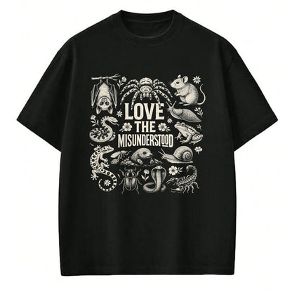 Cat Love Shirt, Funny Cat Lover Gift UnisexT-Shirt/Hoodie/Sweatshirt HLT00 - Love The Misunderstood Bat Raven Cat Snake Spider Moth Frog T-Shirt (2)