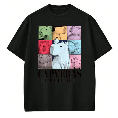 Cute Capybara Shirt, Funny Capybara Unisex T-Shirt/Hoodie/Sweatshirt HLT00 - Capyeras Funny Cute Capybara Color Concert Tour Cute Animals T-Shirt