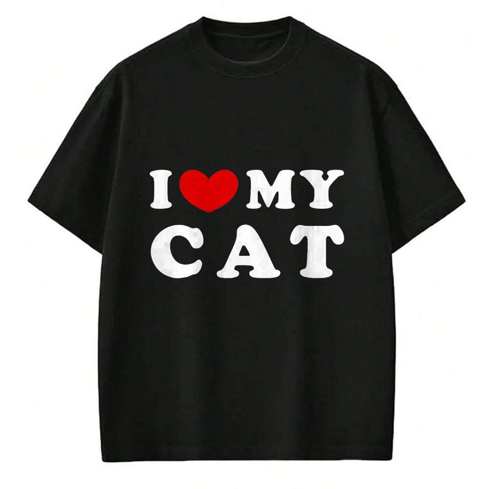 Cat Love Shirt, Funny Cat Lover Gift UnisexT-Shirt/Hoodie/Sweatshirt HLT00 - I Love My Cat, I Heart My Cat T-Shirt, Men, Pink Heather, X-Large