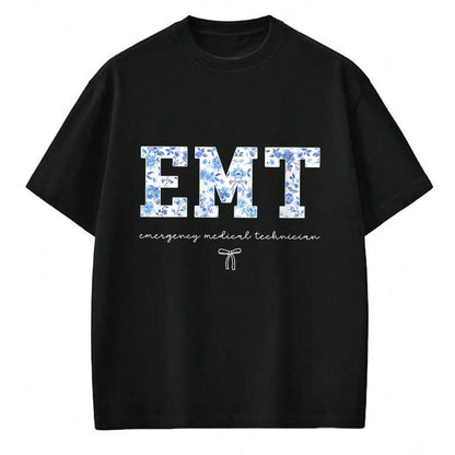 Best Doctor Shirt, Funny Doctor UnisexT-Shirt/Hoodie/Sweatshirt HLT00 - EMT Medical Technician Blue Floral T-Shirt