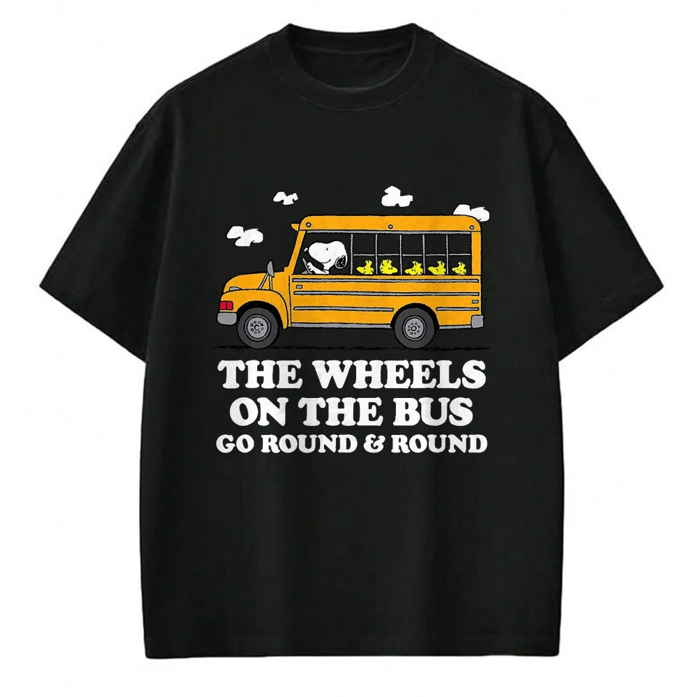 Best Student Shirt, Funny Back To School UnisexT-Shirt/Hoodie/Sweatshirt HLT00 - Peanuts - Wheels On The Bus Back to School T-Shirt, Men, Black, 3X-Large