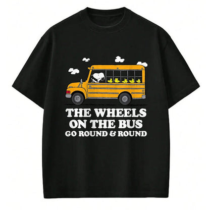 Best Student Shirt, Funny Back To School UnisexT-Shirt/Hoodie/Sweatshirt HLT00 - Peanuts - Wheels On The Bus Back to School T-Shirt, Men, Black, 3X-Large
