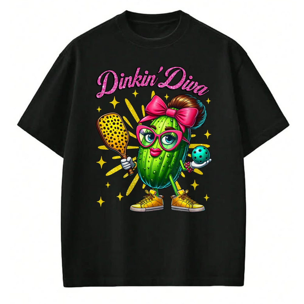 Funny Pickleball Shirt, Pickleball Lover Unisex T-Shirt/Hoodie/Sweatshirt HLT00 - Dinkin’ Diva Funny Pickleball Player Cute Pickle Lovers T-Shirt
