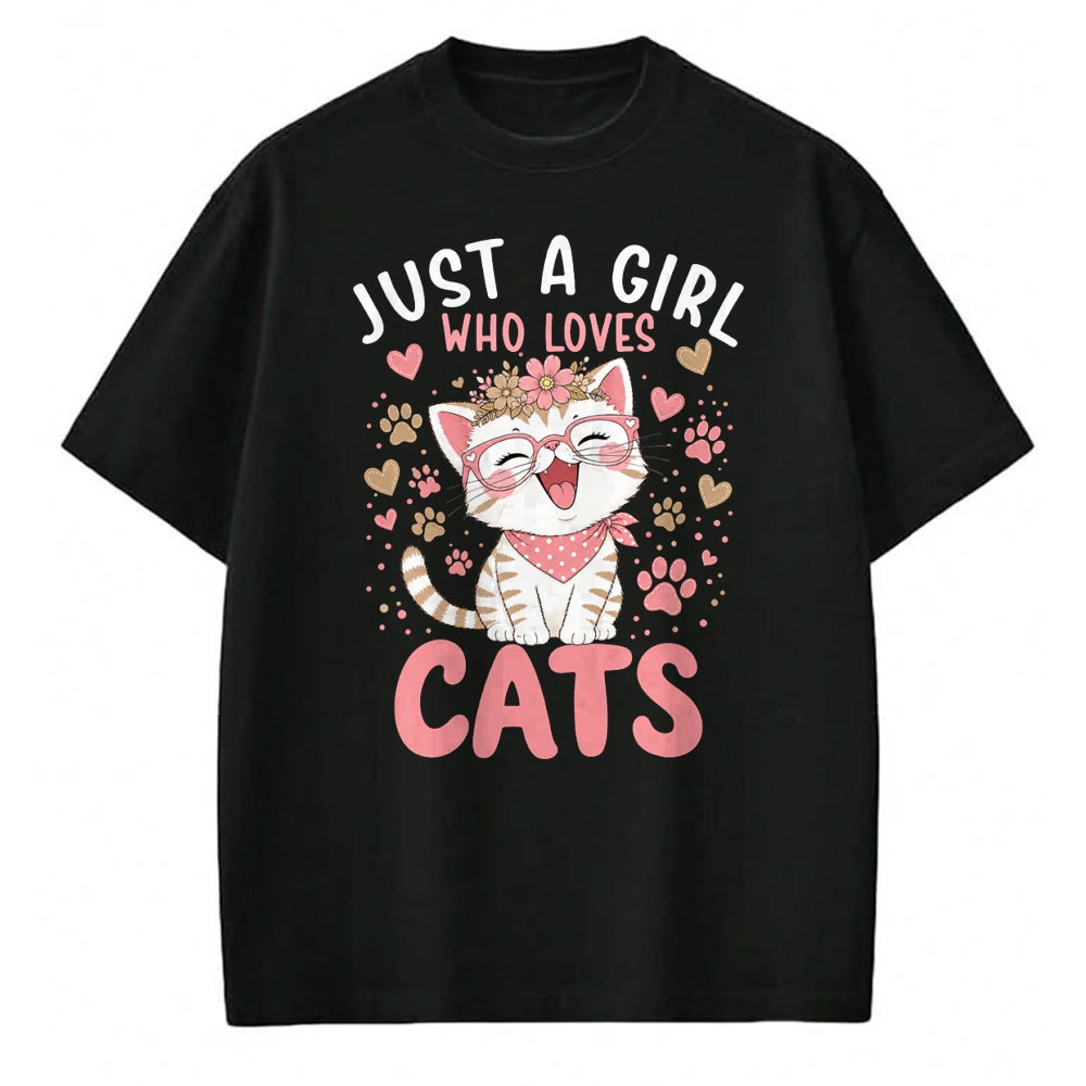 Cat Love Shirt, Funny Cat Lover Gift UnisexT-Shirt/Hoodie/Sweatshirt HLT00 - Just A Girl Who Loves Cats Cute Floral Animals Lover T-Shirt (1)