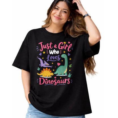Best Dinosaur Lover Shirt, Funny Dinosaur UnisexT-Shirt/Hoodie/Sweatshirt HLT00 - Just a Girl Who Loves Dinosaurs Cartoon Design T-Shirt