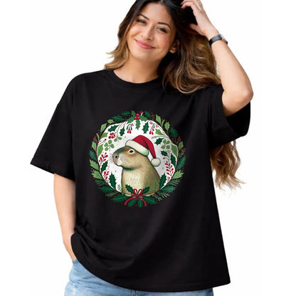 Cute Capybara Shirt, Funny Capybara Unisex T-Shirt/Hoodie/Sweatshirt HLT00 - Capybara Christmas illustration Long Sleeve T-Shirt (1)