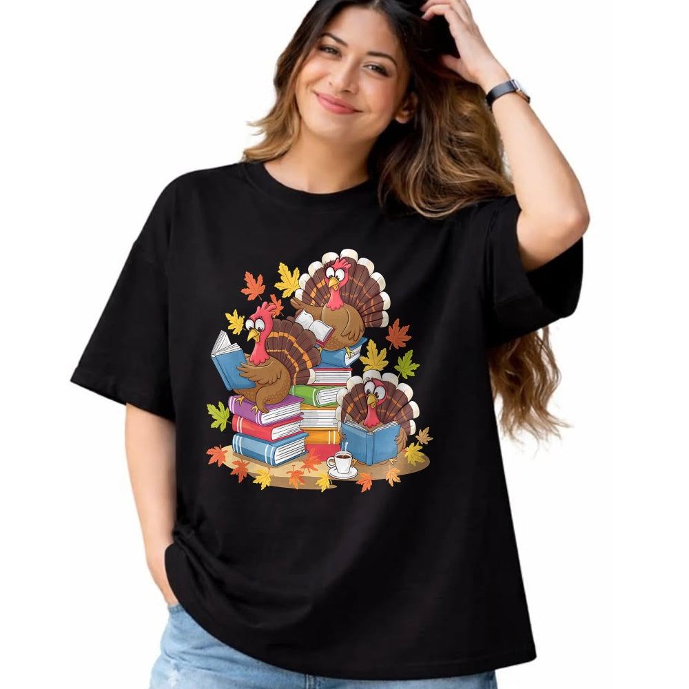 Best Thanksgiving Family Shirt , Funny Thanksgiving UnisexT-Shirt/Hoodie/Sweatshirt HLT00 - Turkey Reading Books Fall Season Thanksgiving Teacher Book T-Shirt