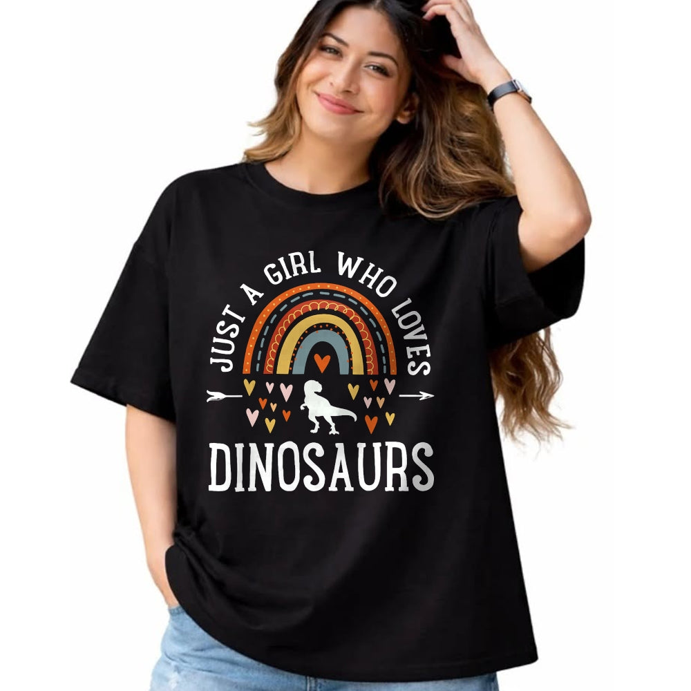 Best Dinosaur Lover Shirt, Funny Dinosaur UnisexT-Shirt/Hoodie/Sweatshirt HLT00 - Just A Girl Who Loves Dinosaurs Rainbow Gifts for Dino Lover T-Shirt