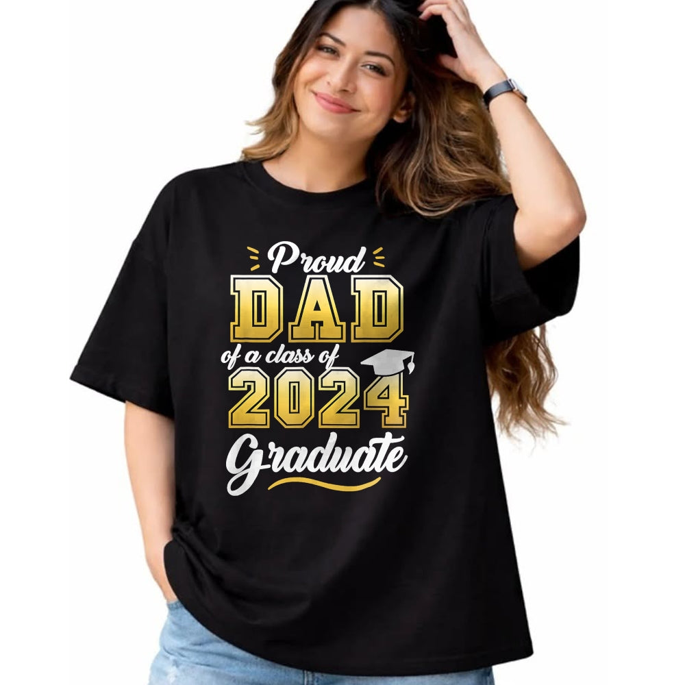 Gift for Dad Shirt, Funny Dad Unisex T-Shirt/Hoodie/Sweatshirt HLT00 – Proud Dad of a Class of 2024 Graduate Senior 24 Graduation T-Shirt
