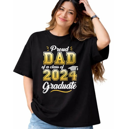 Gift for Dad Shirt, Funny Dad Unisex T-Shirt/Hoodie/Sweatshirt HLT00 – Proud Dad of a Class of 2024 Graduate Senior 24 Graduation T-Shirt