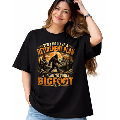 Funny Camping Shirt, Gift For Camping Lover Unisex T-Shirt/Hoodie/Sweatshirt HLT00 - Vintage Bigfoot Mountain Explorer Retirement Plan Merch T-Shirt
