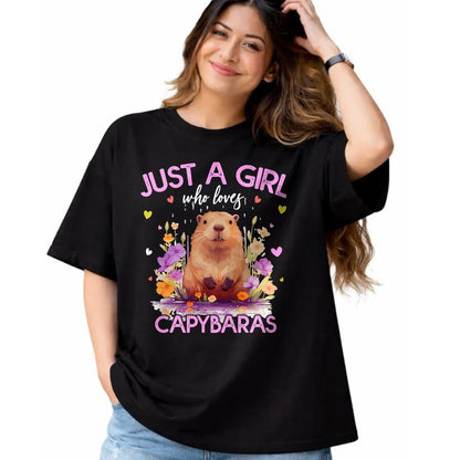 Cute Capybara Shirt, Funny Capybara Unisex T-Shirt/Hoodie/Sweatshirt HLT00 - Just A Girl Who Loves Capybaras For Women Girls T-Shirt