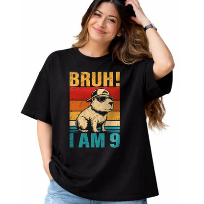 Cute Capybara Shirt, Funny Capybara UnisexT-Shirt/Hoodie/Sweatshirt HLT00 - 9 Year Old Birthday Boy Capybara Bruh It_s My 9th Birthday T-Shirt (1)