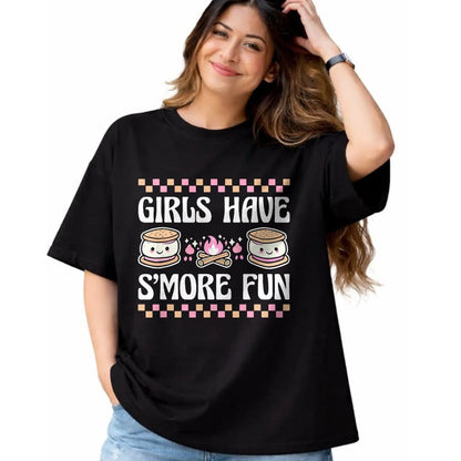 Funny Camping Shirt, Gift For Camping Lover Unisex T-Shirt/Hoodie/Sweatshirt HLT00 - Girls Have Smore Fun Camping Friends Camp Women Girl Kids T-Shirt