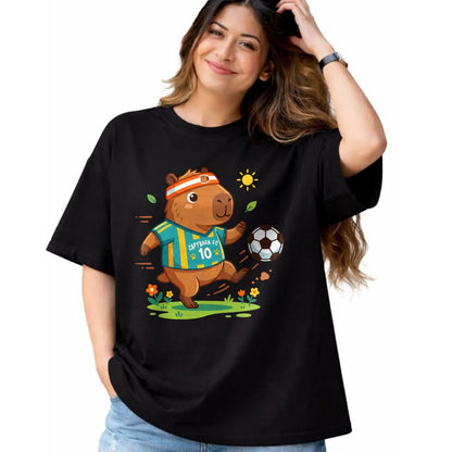 Cute Capybara Shirt, Funny Capybara Unisex T-Shirt/Hoodie/Sweatshirt HLT00 - Capybara Soccer Player Headband Funny Animal Sports Fan T-Shirt