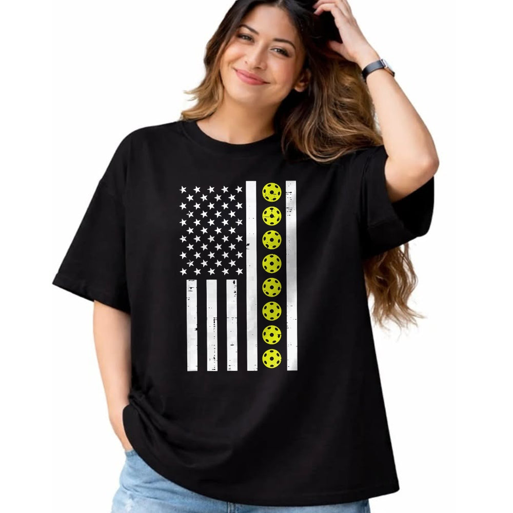Funny Pickleball Shirt, Pickleball Lover Unisex T-Shirt/Hoodie/Sweatshirt HLT00 - Pickle Ball US Flag Pickleball Patriotic Men Women Kids Boys T-Shirt