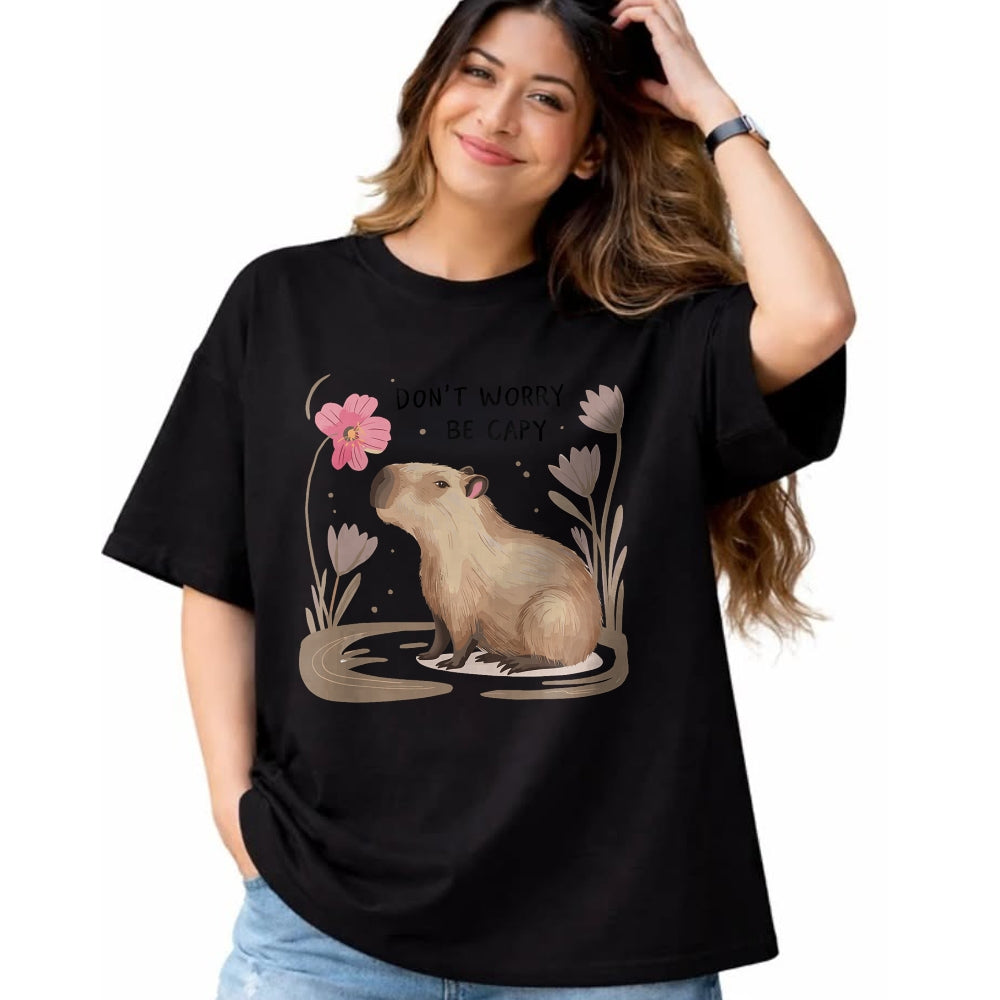 Cute Capybara Shirt, Funny Capybara Unisex T-Shirt/Hoodie/Sweatshirt HLT00 - Cute Dont Worry Be Capy Capybara Girls Boys Kids Youth Women T-Shirt