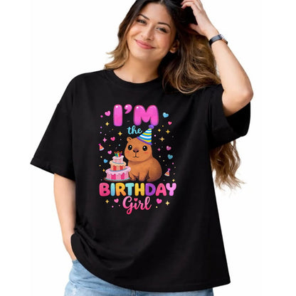Cute Capybara Shirt, Funny Capybara Unisex T-Shirt/Hoodie/Sweatshirt HLT00 - Capybara I_m The Birthday Girl Cute Capybara Birthday Party T-Shirt
