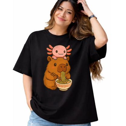 Cute Capybara Shirt, Funny Capybara UnisexT-Shirt/Hoodie/Sweatshirt HLT00 - Capybara Anime Ramen Axolotl Funny Graphic Kawaii Capibara T-Shirt