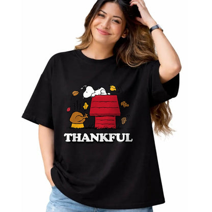 Best Thanksgiving Family Shirt , Funny Thanksgiving UnisexT-Shirt/Hoodie/Sweatshirt HLT00 - Peanuts - Snoopy Thankful Turkey with Fall Leaves T-Shirt