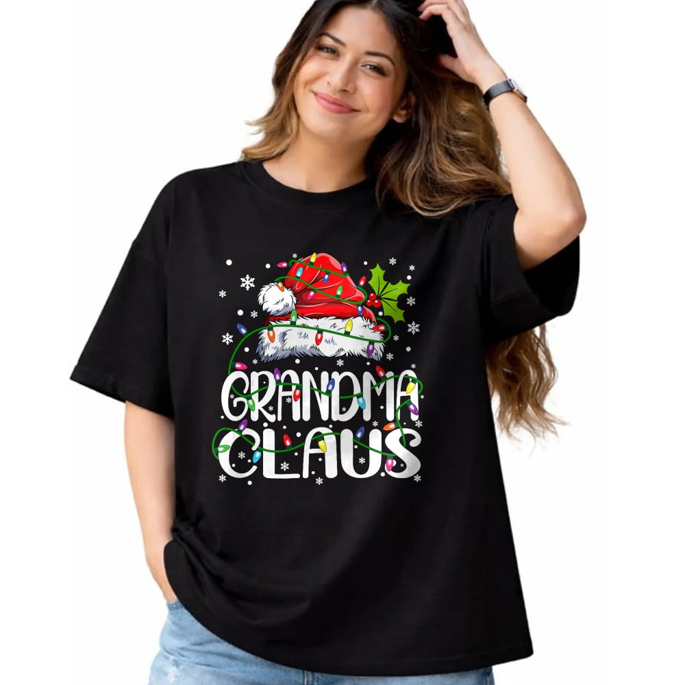 Best Grandma Shirt, Proud Grandma Unisex T-Shirt/Hoodie/Sweatshirt HLT00 - Grandma Claus Christmas Lights Pajama Family Matching T-Shirt