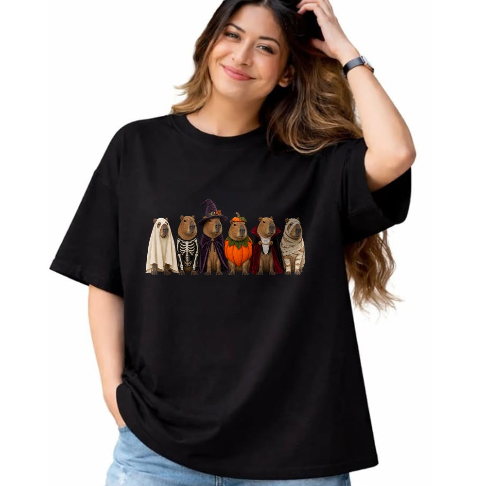 Cute Capybara Shirt, Funny Capybara Unisex T-Shirt/Hoodie/Sweatshirt HLT00 - Funny Capybara Halloween Costumes Ghost Pumpkin Skeleton T-Shirt