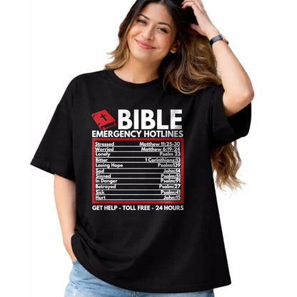 Christian Tee, Christian Faith Unisex T-Shirt/Hoodie/Sweatshirt HLT00 -  Bible Emergency Numbers - Funny Christian Bible & Jesus T-Shirt
