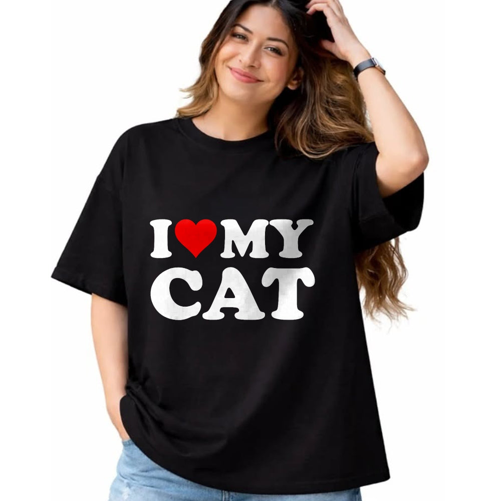 Cat Love Shirt, Funny Cat Lover Gift UnisexT-Shirt/Hoodie/Sweatshirt HLT00 - Red Heart I Love My Cat T-Shirt