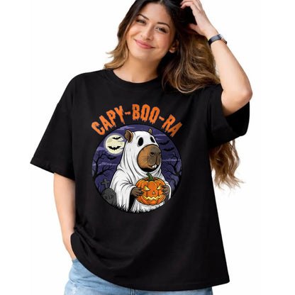 Cute Capybara Shirt, Funny Capybara UnisexT-Shirt/Hoodie/Sweatshirt HLT00 - Capy-Boo-Ra Cute Capybara Boo Ghost Funny Cappy Halloween T-Shirt