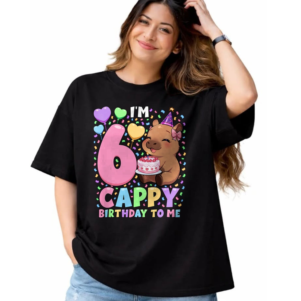 Cute Capybara Shirt, Funny Capybara UnisexT-Shirt/Hoodie/Sweatshirt HLT00 - Capybara Birthday Shirt 6 Kawaii Girl Capybara 6th Birthday T-Shirt