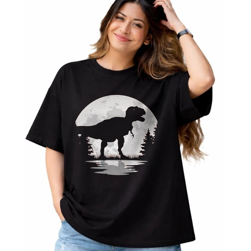 Best Dinosaur Lover Shirt, Funny Dinosaur UnisexT-Shirt/Hoodie/Sweatshirt HLT00 - Dinosaur Moon Vintage T-Rex Dino Lover Men Women Kids T-Shirt, Men, Black, 3X-Large