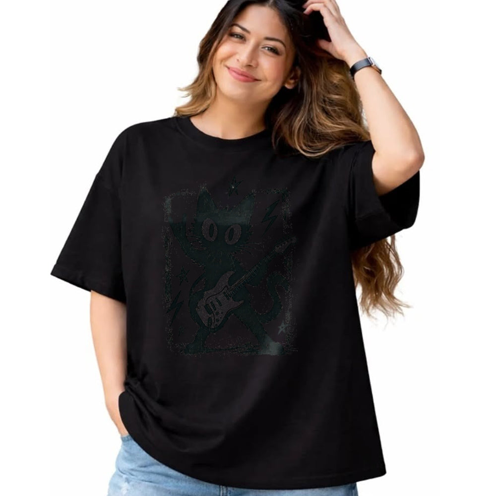 Guitar Lover Shirt, Funny Guitar UnisexT-Shirt/Hoodie/Sweatshirt HLT00 - Cat Playing Guitar Rock Star Rock N Roll Y2k Men Women Kids T-Shirt