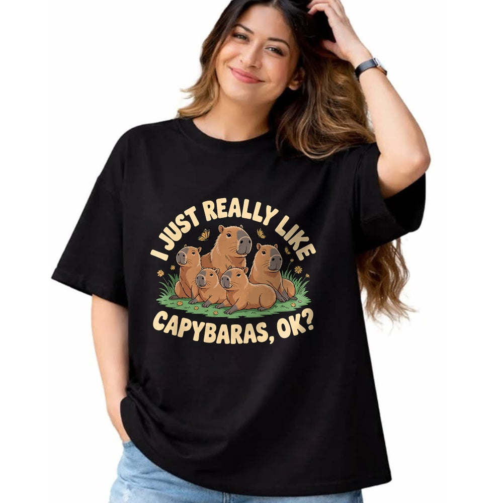 Cute Capybara Shirt, Funny Capybara Unisex T-Shirt/Hoodie/Sweatshirt HLT00 - Funny Bit of A Mess Capybara Meme Graphic for Women T-Shirt