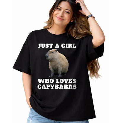 Cute Capybara Shirt, Funny Capybara Unisex T-Shirt/Hoodie/Sweatshirt HLT00 - Just a Girl Who Loves Capybara Long Sleeve T-Shirt