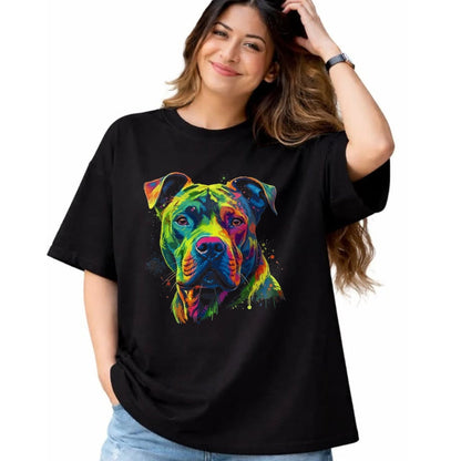 Dog Love Shirt, Dog Lover Gift T-Shirt/Hoodie/Sweatshirt HLT00 - Pit Bull Mom Dog Lover Colorful Artistic Pitbull Owner Women T-Shirt