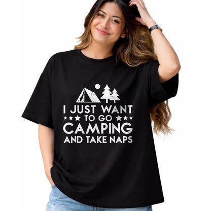 Funny Camping Shirt, Gift For Camping Lover Unisex T-Shirt/Hoodie/Sweatshirt HLT00 - I Just Want To Go Camping And Take Naps T-Shirt T-Shirt
