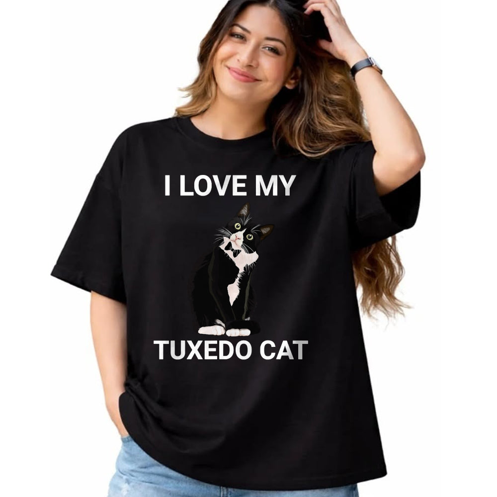 Cat Love Shirt, Funny Cat Lover Gift UnisexT-Shirt/Hoodie/Sweatshirt HLT00 - I Love My Tuxedo Cat, for Tuxedo Cat Lover, Funny Tuxedo Cat T-Shirt (1)