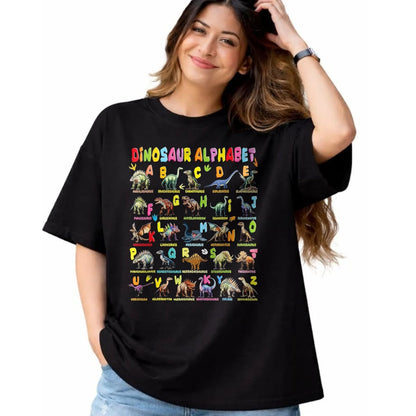 Best Dinosaur Lover Shirt, Funny Dinosaur UnisexT-Shirt/Hoodie/Sweatshirt HLT00 - Types of Dinosaurs Alphabet A-Z ABC Dino Boys Kids Girls T-Shirt, Men, Black, 3X-Large